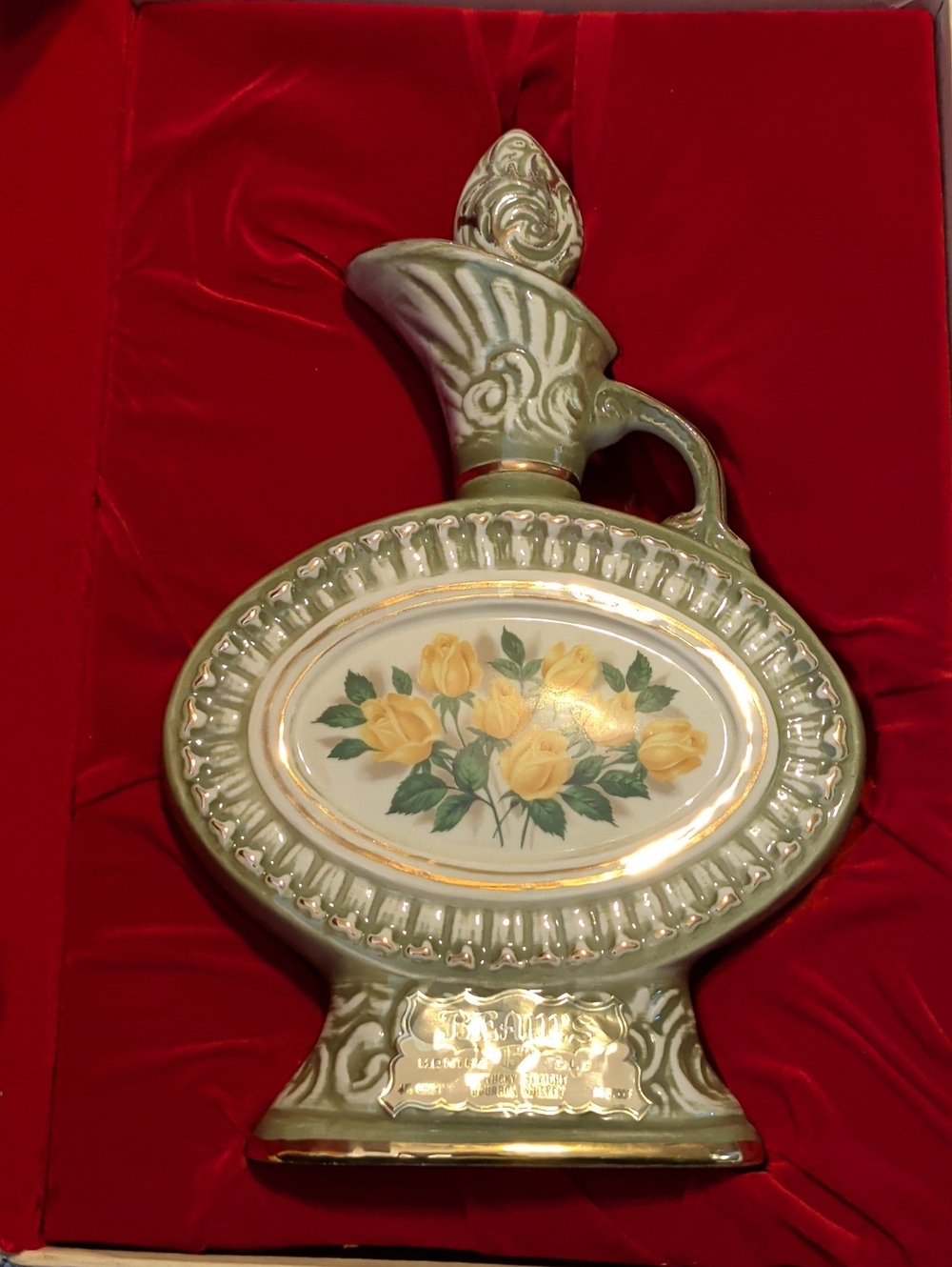 Decorative Ceramic Pitcher with Yellow Rose Motif EMPTY